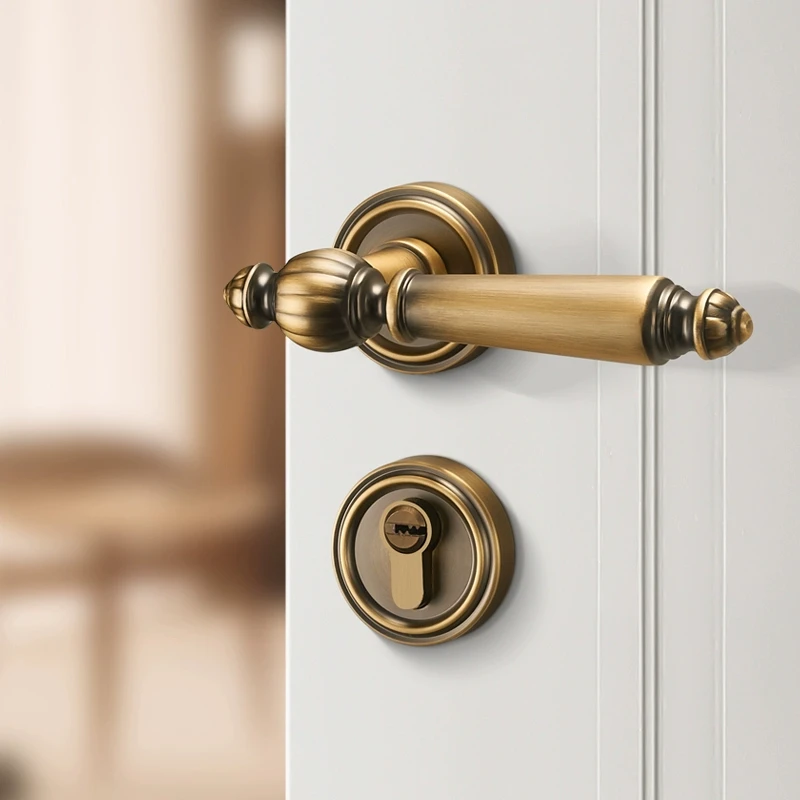 Luxe stille deurslotset met sleutels Beveiliging Badkamer Kamer Deursloten Handgrepen Frans interieur Buitendeurkruksloten