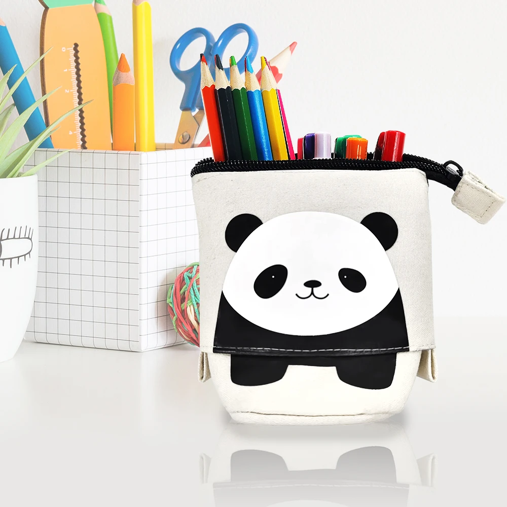 Standing Pencil Case, Telescopic Pencil Holder, Kawaii Stand Up Pencil Case,Spacious Pencil Pouch Portable Pencil Bag for School