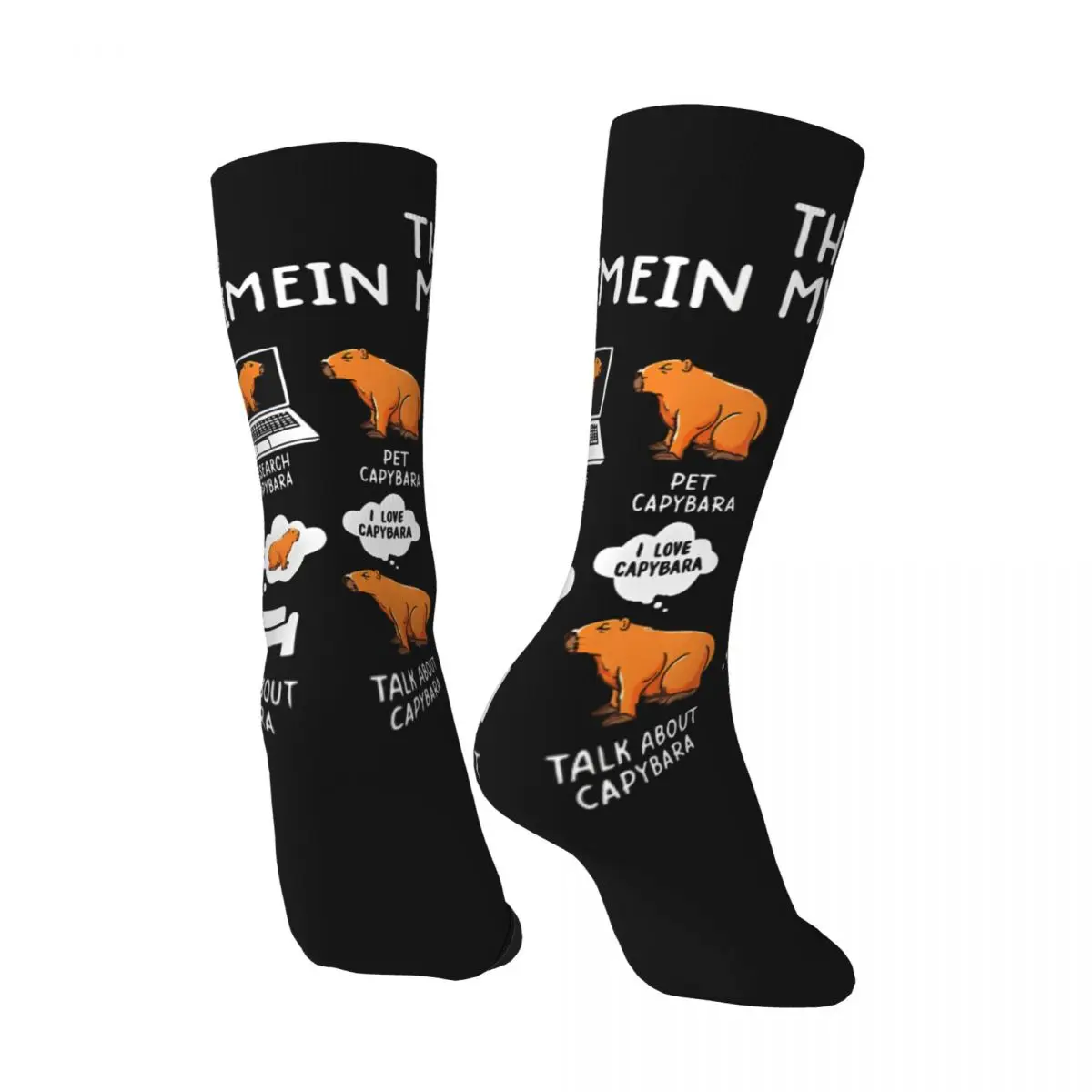 Funny Crazy compression Awesome Sock for Men Hip Hop Harajuku Capybara Happy Quality Pattern Printed Boys Crew Sock Casual Gift