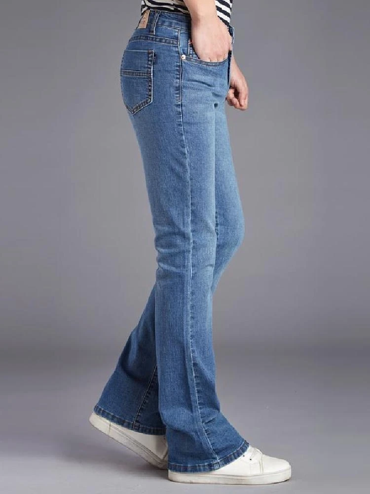 Slim Fit Men's Jeans Spring Autumn Micro Flared Stretchy Large Size Casual Long Pants Versatile Youth Fashion Spring 2023