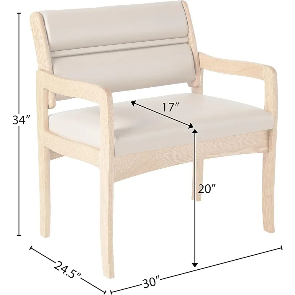 Waiting for Seats,with Arm Rest,Stackableeasily Support Up To 800 Lbs,Light Oak/Cream, 30"D X 33.5"W X 23.25"H Waiting for Seats