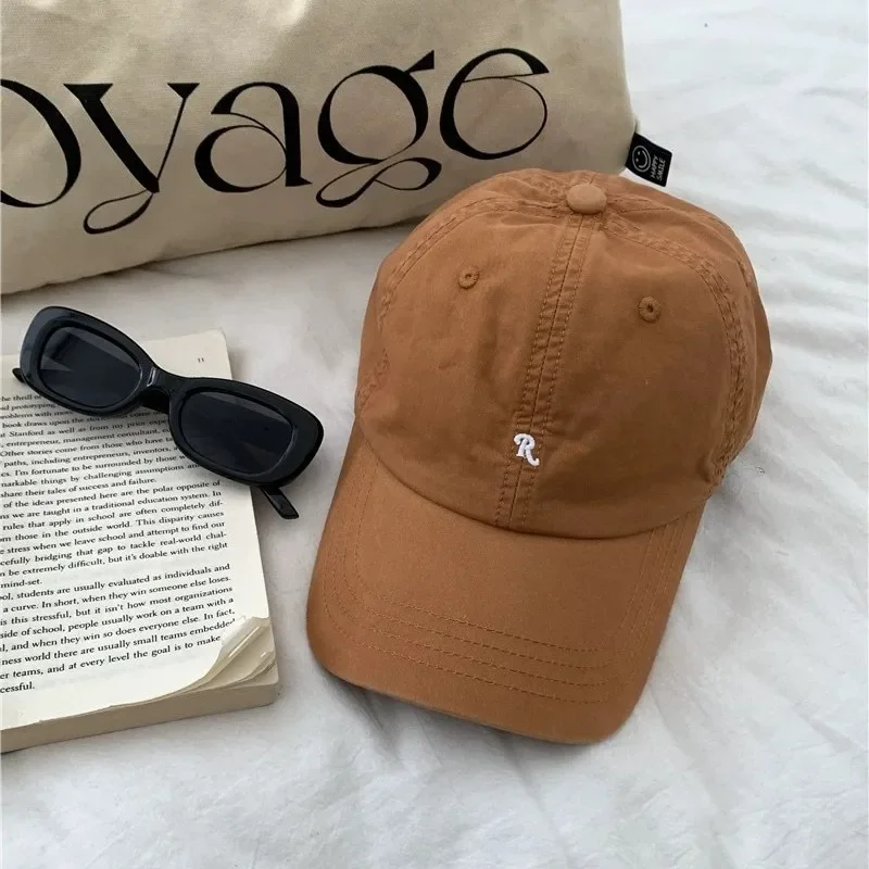 Letter Small Icon Embroidered Spring and Summer Thin Cotton Soft Top Baseball Cap Peaked Cap Couple Style