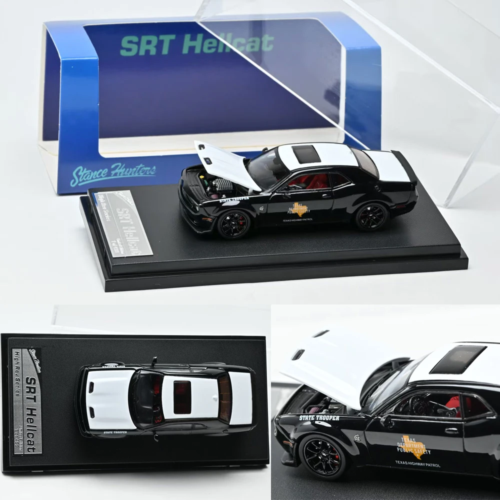 スタンスハンターズ-1-64-ダイキャストカーモデルカー-チャレンジャー-srt-ヘルキャット-ポリスカー-テキサスハイウェイパトロール-ライバリー-合金-マッスルカー