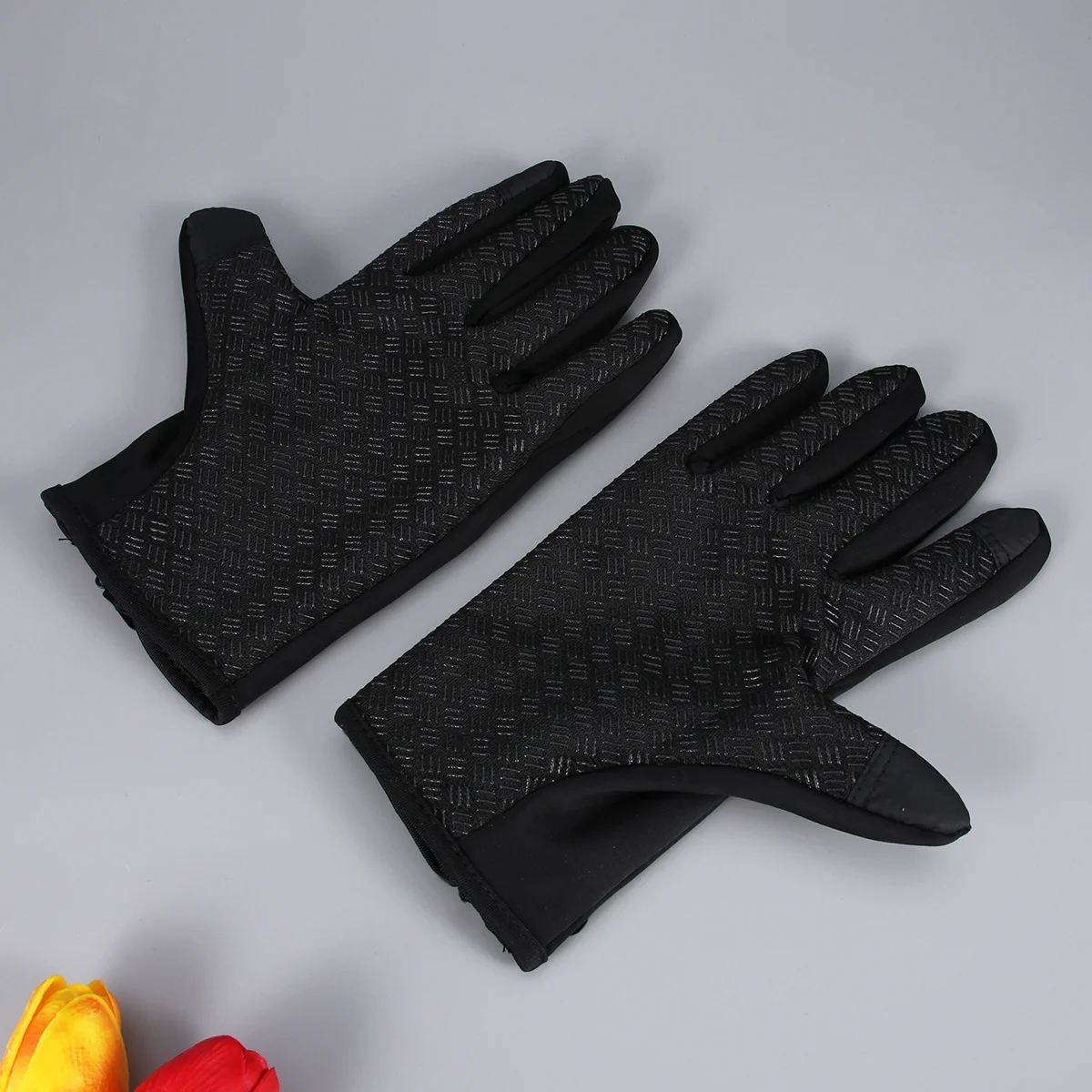 

Windproof Winter Gloves Black Small Warm Fleece Lined Touch Screen Full Finger Outdoor Running Gloves Couple Gift