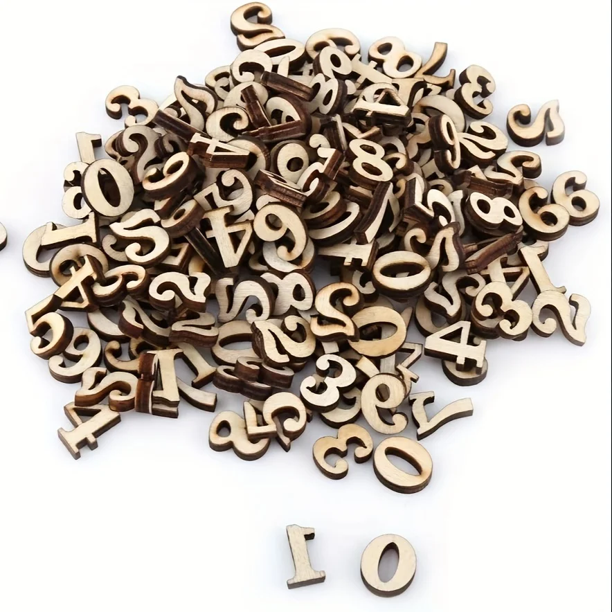 100 Pcs Wooden Numbers Blank  Unpainted Wooden Numbers Mini Blank Wood Numbers for Scrapbooking