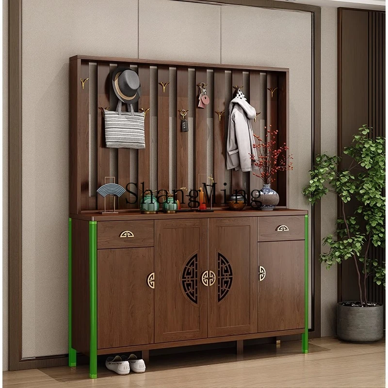 

ZYH new Chinese-style solid wood frame home entrance entrance cabinet multi-layer large-capacity locker partition cabinet