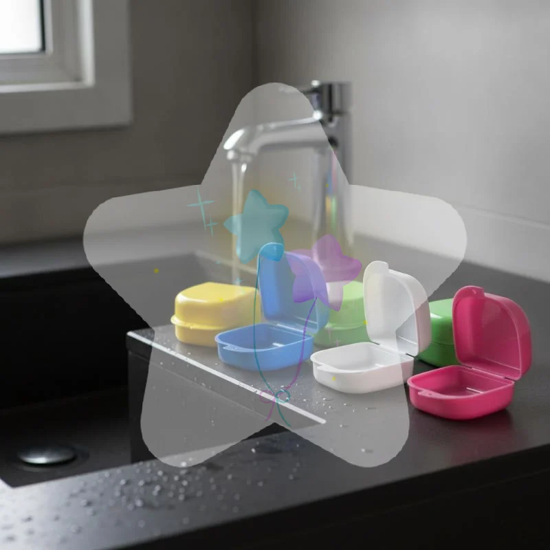Portable Plastic Denture Organizer Case Custom Logo Option Multi Color for Dental Clinics Home Daily Use
