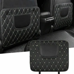 45*36CM Car Anti-Kick Mats Auto Seat Back Protector Cover Anti Kick Pad Mat Half-Size PU Leather Cover Car Anti-dirt Pad