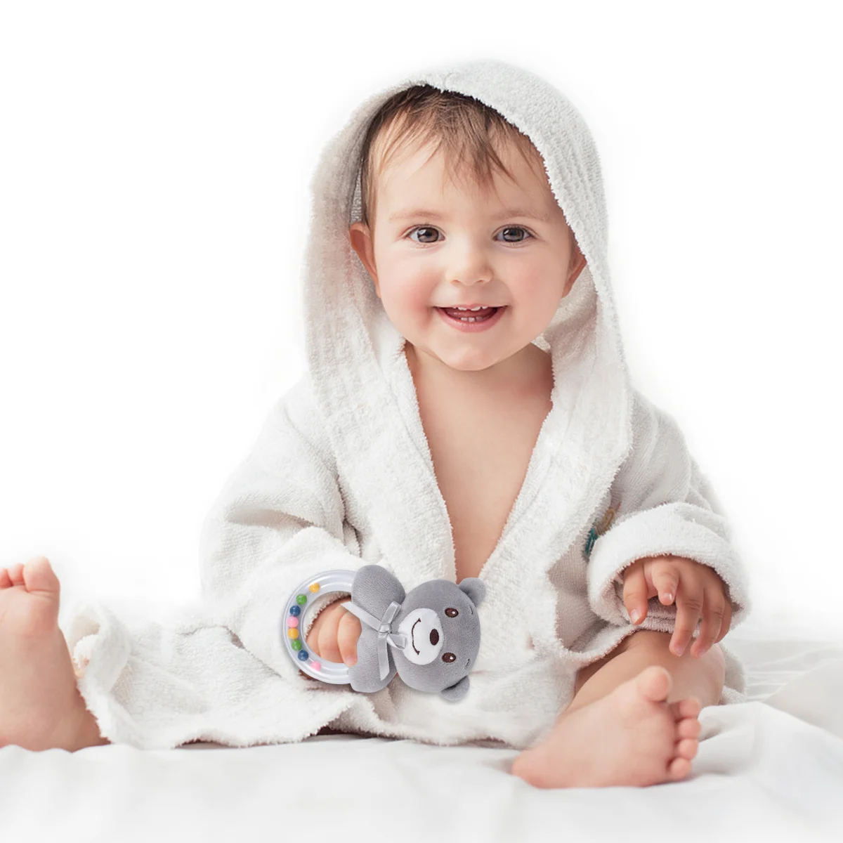 1 szt. Muzyczny pierścień do trzymania w dłoni dla niemowląt, lekki, stymulujący sensorycznie, gryzak, grzechotka