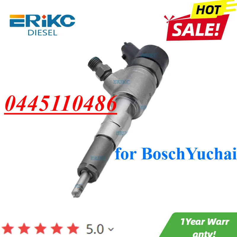 ERIKC New 0445110486 Common Rail Injector 0 445 110 486 Diesel Engine Parts for Bosch Yuchai engines