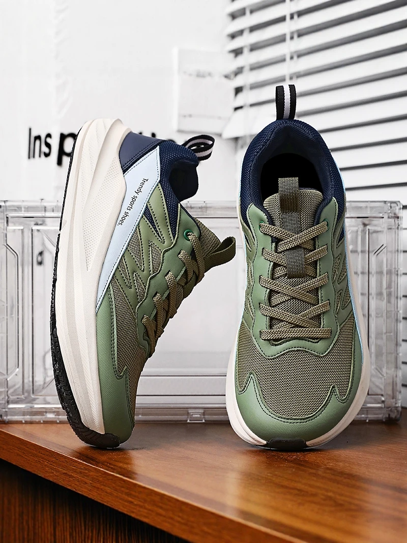 

Men's Wide Toe Running oes Spring Fce Lined Large Size Comfortable Sports Sneakers Thi Bot Anti-slip Rubber Sole