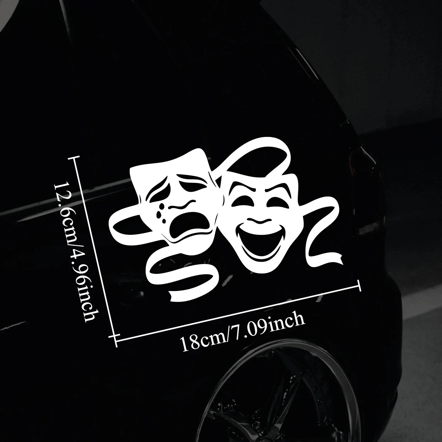 Comedy Tragedy Mask Vinyl Stickers Waterproof For Car Truck Motorcycle Window view 2