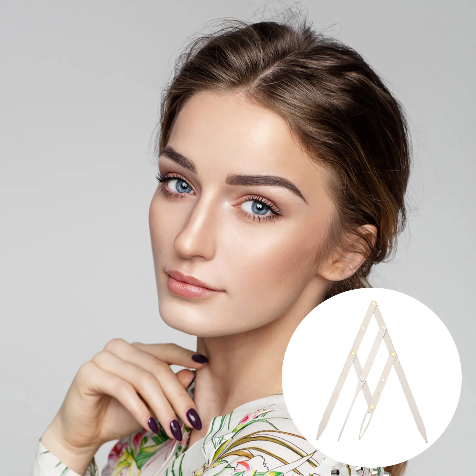 1Pcs Eyebrow Positioning Ruler Stainless Steel Golden Ratio Measuring Tool for Microblading Eyebrow Design Drawing Tattooing Use