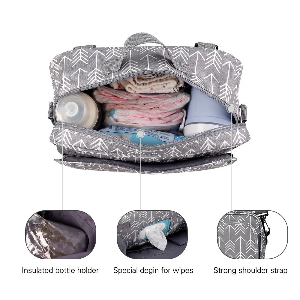 Polyester Stroller Bag Large-Capacity Multiple Pockets Pram Storage Hanging Bag Portable Waterproof Diaper Bottle Storage Bag