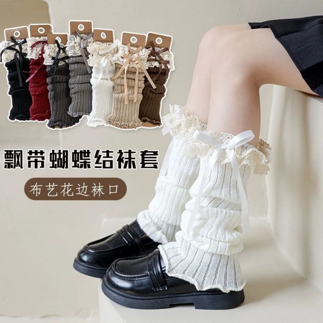 Ballet Lolita Leg Warmers Women's Long Socks Autumn Winter Wool Foot Cover Arm Warmer Y2K Knitted Legwarmers Socks Boot Cuffs