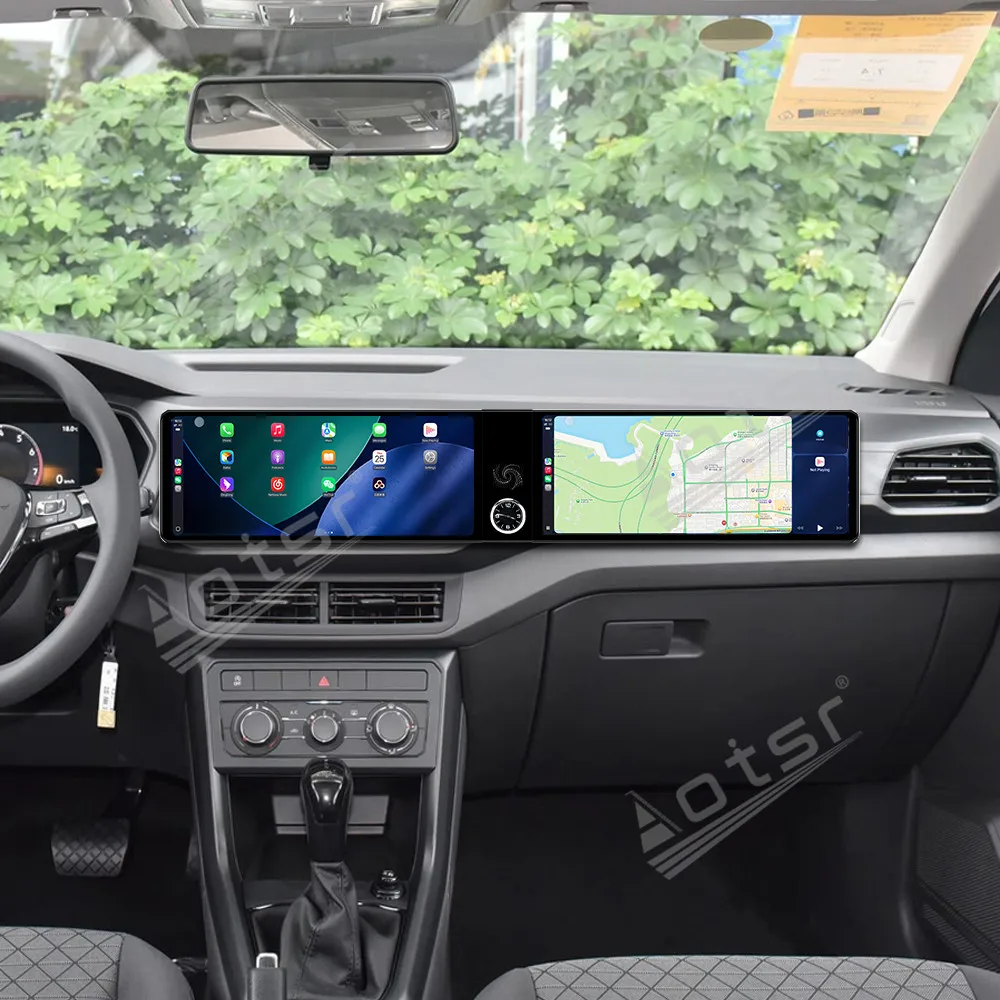 Dual 12.3 Inch Dash TouchScreen Car Radio GPS Navigation Stereo For Volkswagen T-Cross 2019-2023 Multimedia CarPlay Android Auto