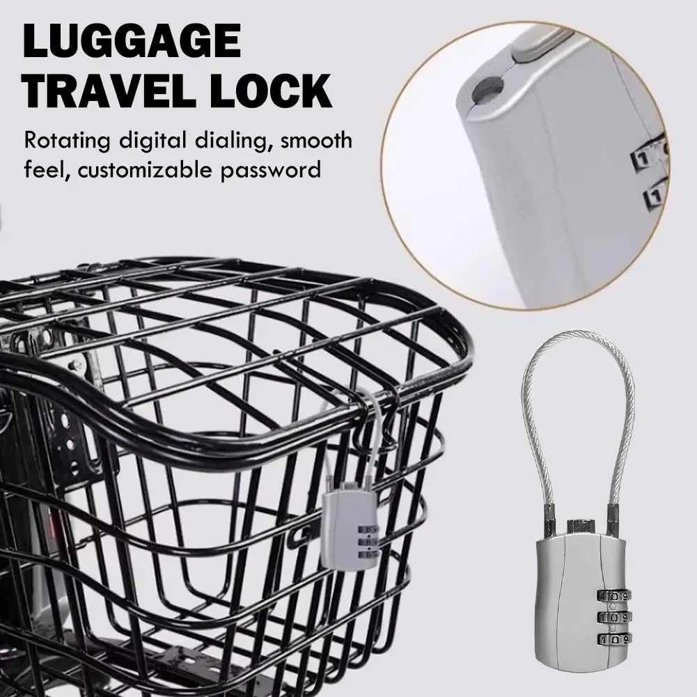 

3-значный кодовый кабельный замок, портативный дорожный замок для багажа, велосипедный шлем, рюкзак, дверной замок, аксессуар для безопасности