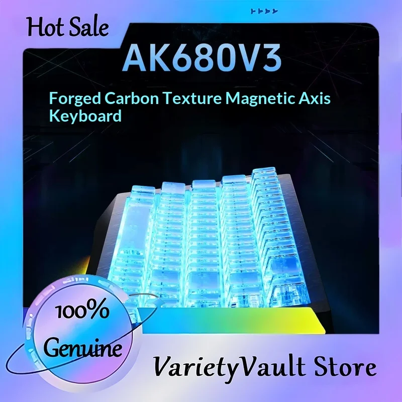 Ajazz Ak680v3 Magnetic Switch Mechanical Keyboard Wired Hot Swap Carbon Fiber Dual Light Position Custom Esports Gaming Gamers