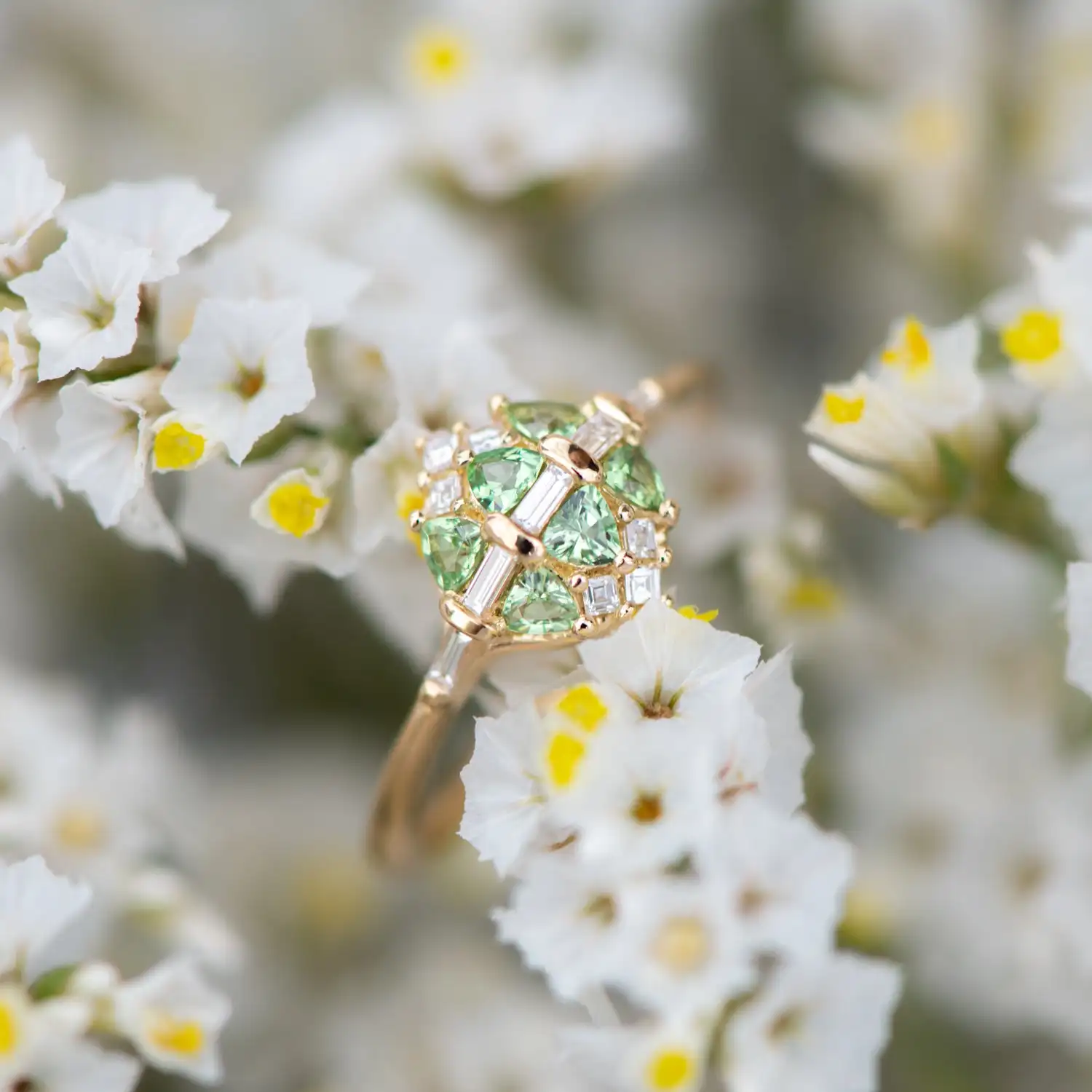 VOVGEMINI 18k Gold Moissanite Ring 3x3mm Savorite Jewelry 585 9k Rings Beautiful Special Design Elegant Style For Woman Girls