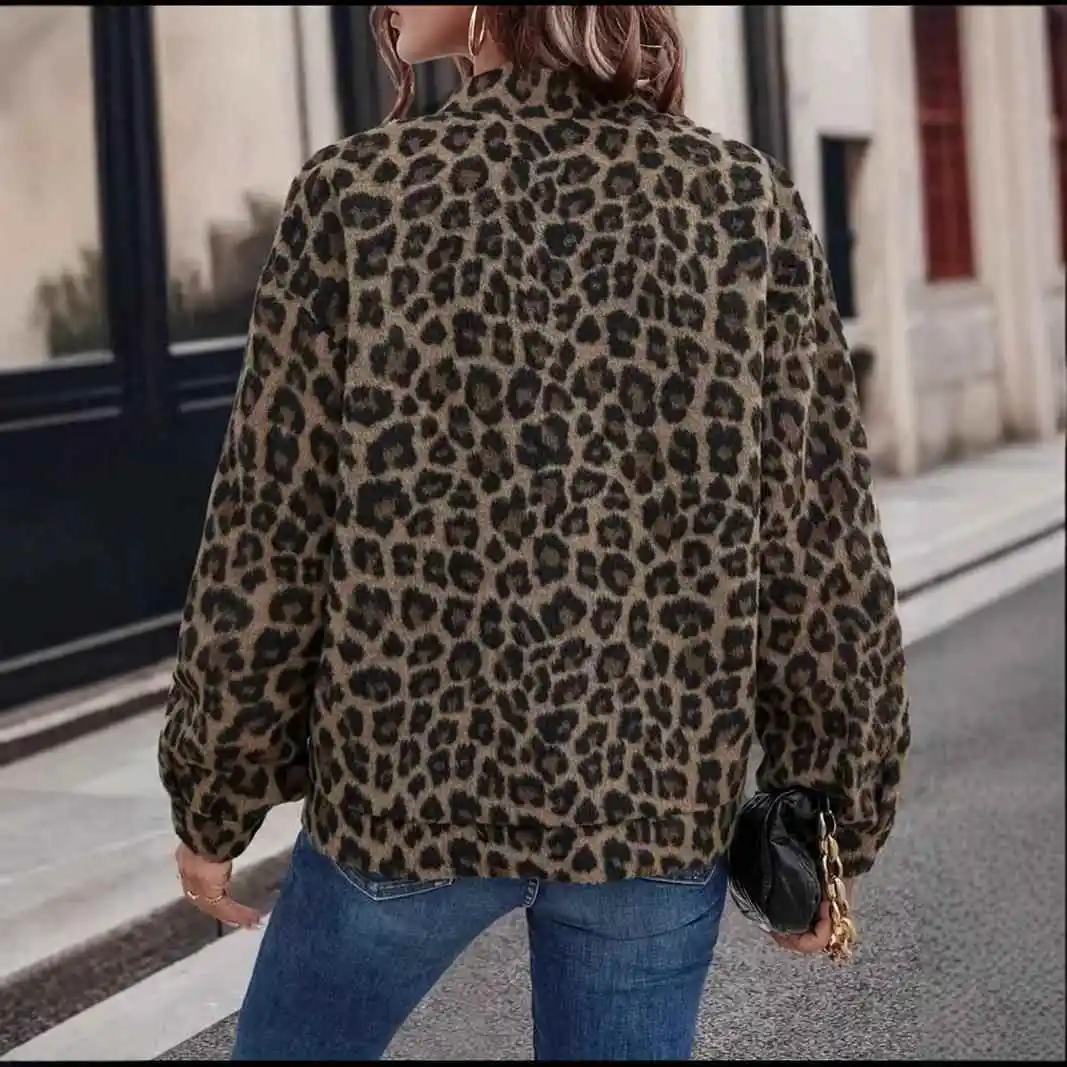 

Новинка 202, свободный американский джерт Sle irt, женский топ Lazy Sle с леопардовым принтом в стиле ретро, топ из полиэфирного волокна, весенний сезон