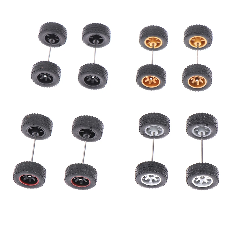 1Set DIY Racing Vehicle Toys 1:64 Car Wheels For Rubber Tire With Wheel Axle Model Modified Part