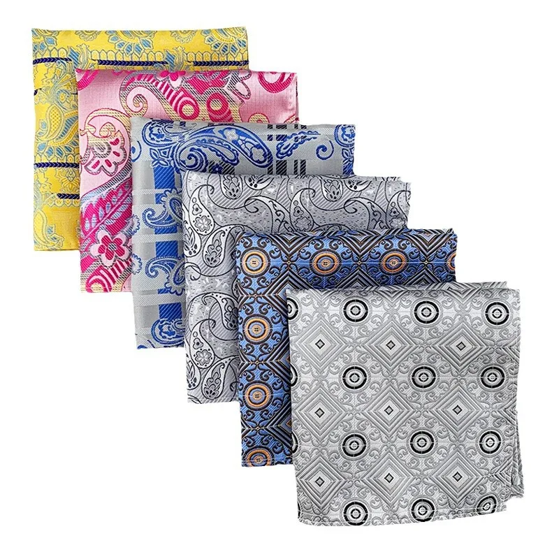 プリント幾何学花ポリエステルポケットチーフ男性パーティー結婚式スーツスカーフ男のスカーフハンカチタオルアクセサリーギフト
