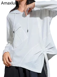 Amax luluE 2024 Korean Fall Fashion Clothes Womens Luxury Hooded Loose Tshirts Ladies Classic Casual Tops Luxury Punk Streetwear