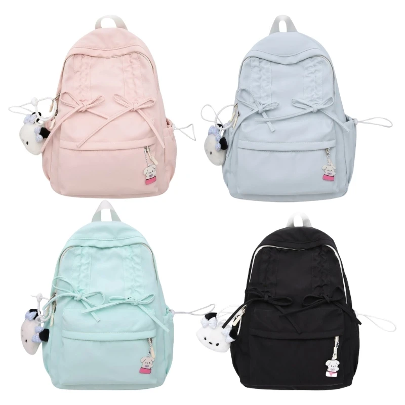 Mochila escolar de grande capacidade para meninas adolescentes, Y2K, linda mochila com arcos, estilo japonês, mochila de viagem, mochila casual