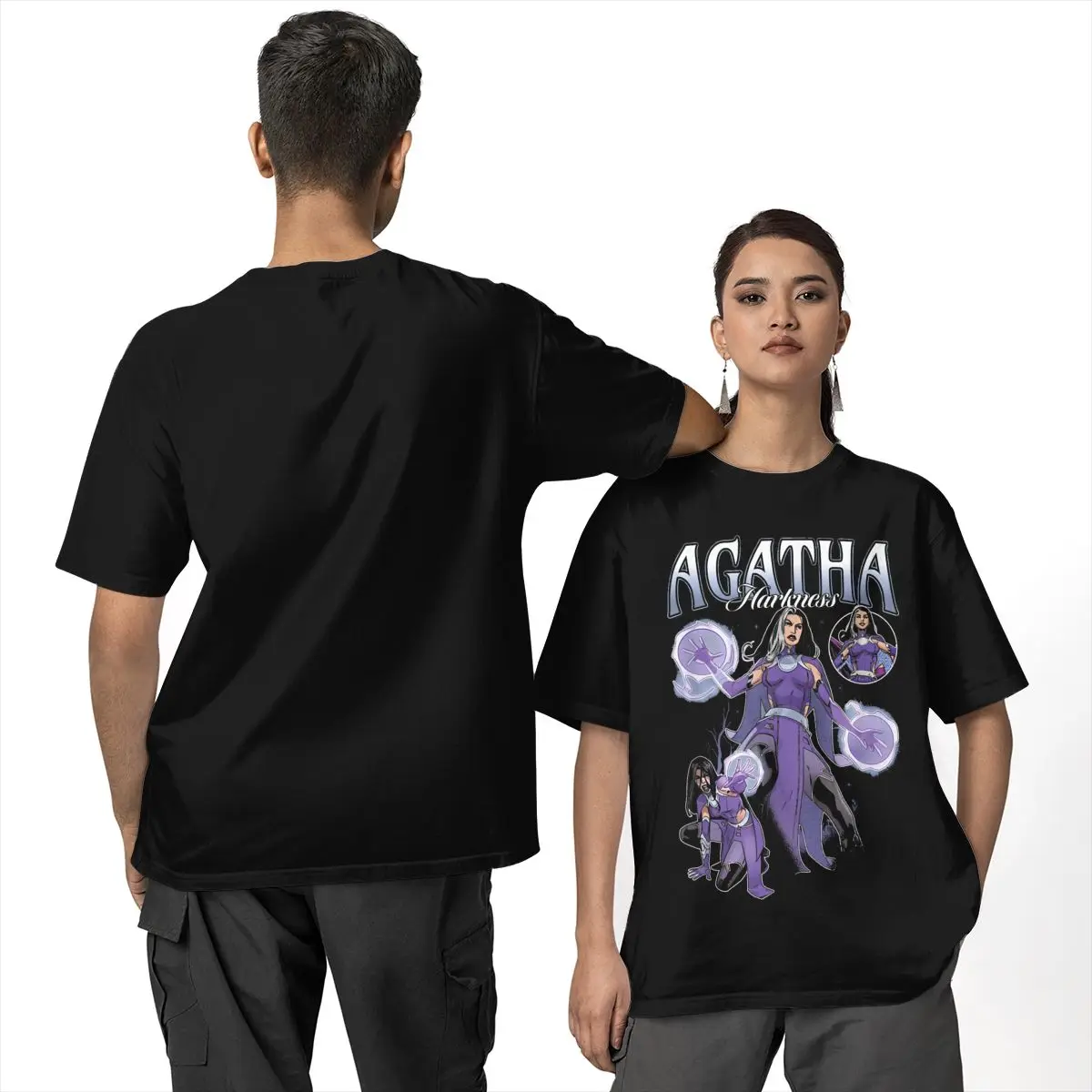 Men's Agatha Harkness Multi Pose T Shirt Pure Cotton Clothes Casual Short Sleeve O Neck Tees Classic T-Shirt