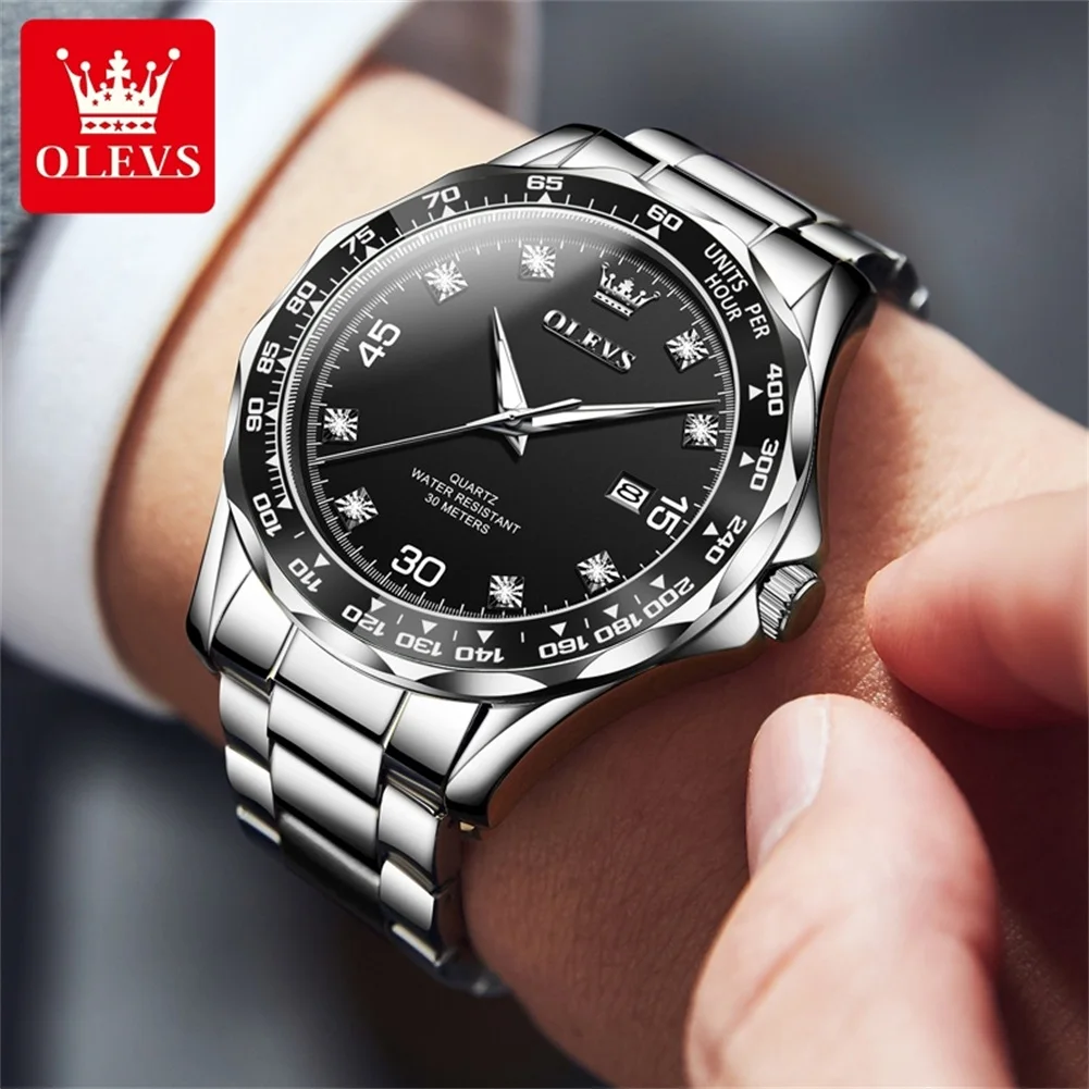 OLEVS 2024 New Original Quartz Watch for Men Fashion Green Water Ghost Waterproof Sports Men\'s Wristwatches Luxury Man Watch Hot