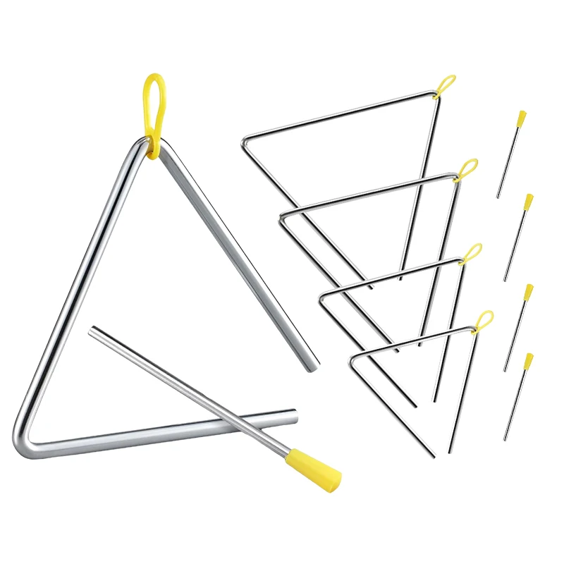Orff Music Instrument Triangle Set – Steel Triangles with Beater & Holder, Percussion Instrument for Kids Music Teaching TMZ