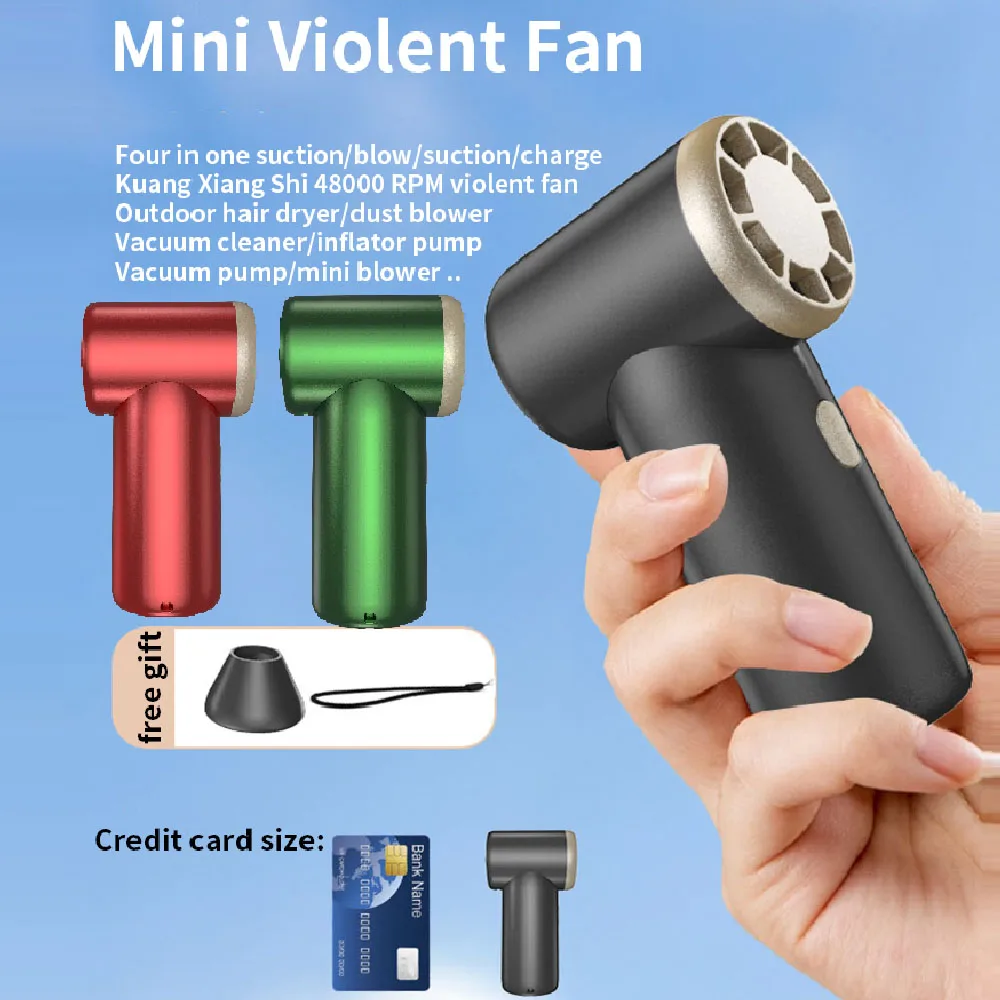 

Ручной турбореактивный вентилятор, 40 000 об/мин, мини-сильный вентилятор, портативный турбовентилятор, 4 скорости ветра, регулируемый для уличного фена/пылесборника