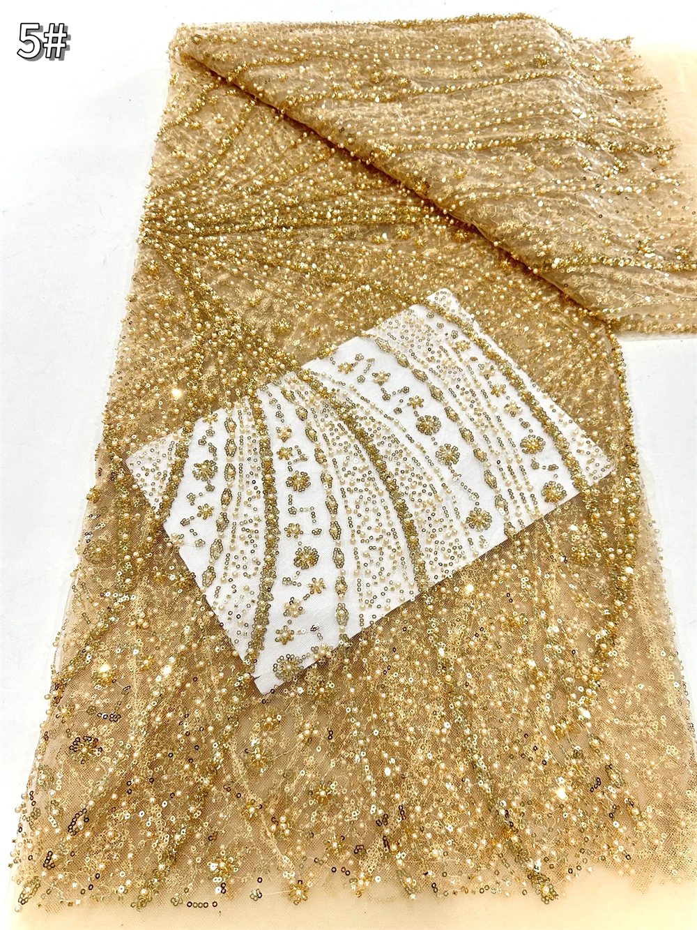 

Nigerian Beaded Embroidery Lace Fabric for Women, French Net, Sequins Tulle, African, Wedding Party, High Quality, 2026