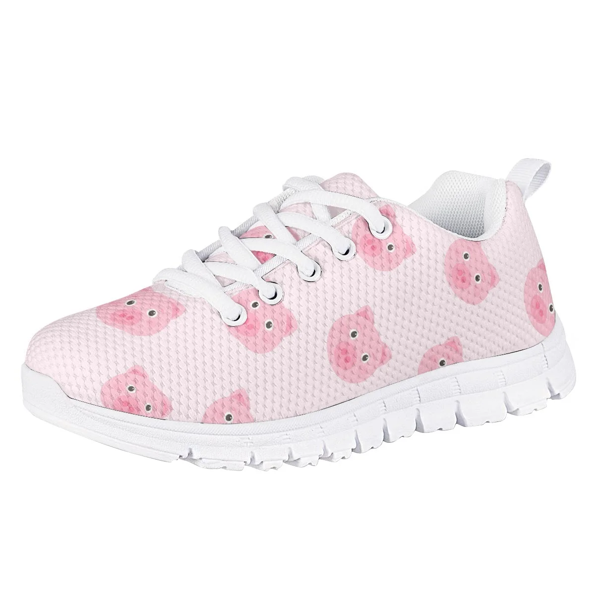 Kawaii Pink Pig Pattern Sneakers da corsa stringate per bambini Sneakers in rete per bambini scarpe basse leggere scarpe da corsa Zapatillas