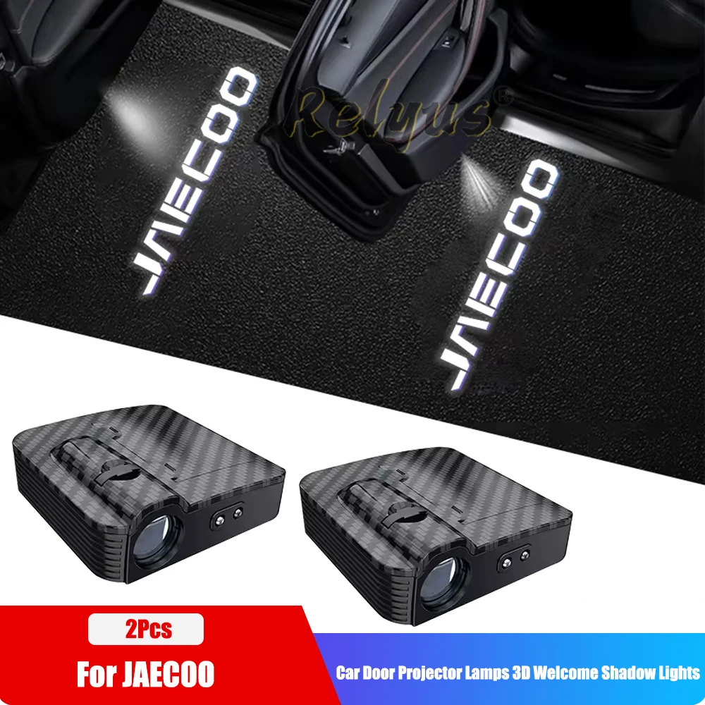 ABS Carbon Fiber LED Car Door logo Projector Lamps Welcome Light For Chery Jaecoo 7 J7 J5 J6 J8 PHEV 2025 2024 2023 Accessories