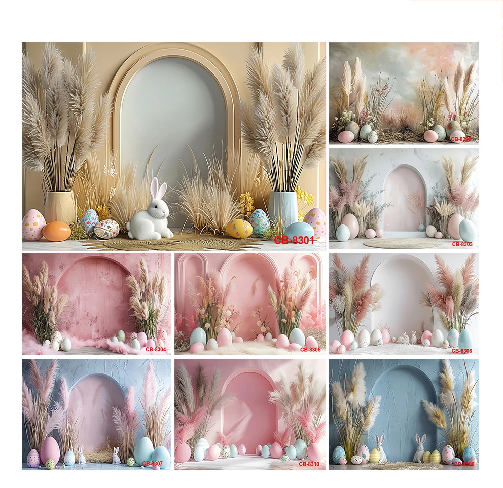 

Photography Background Spring Easter Rabbit Boho Flower Eggs Kids Birthday Party Portrait Decor Backdrop Photo Studio