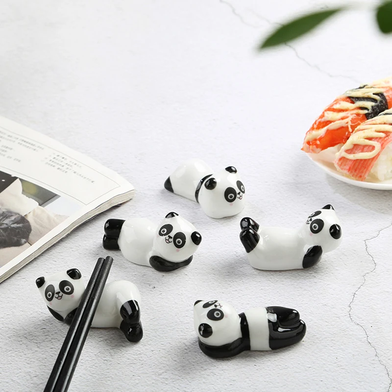 Panda bonito cerâmica rack pauzinhos suporte resto faca garfo titular estilo chinês talheres pauzinho resto ferramentas de cozinha para uso doméstico