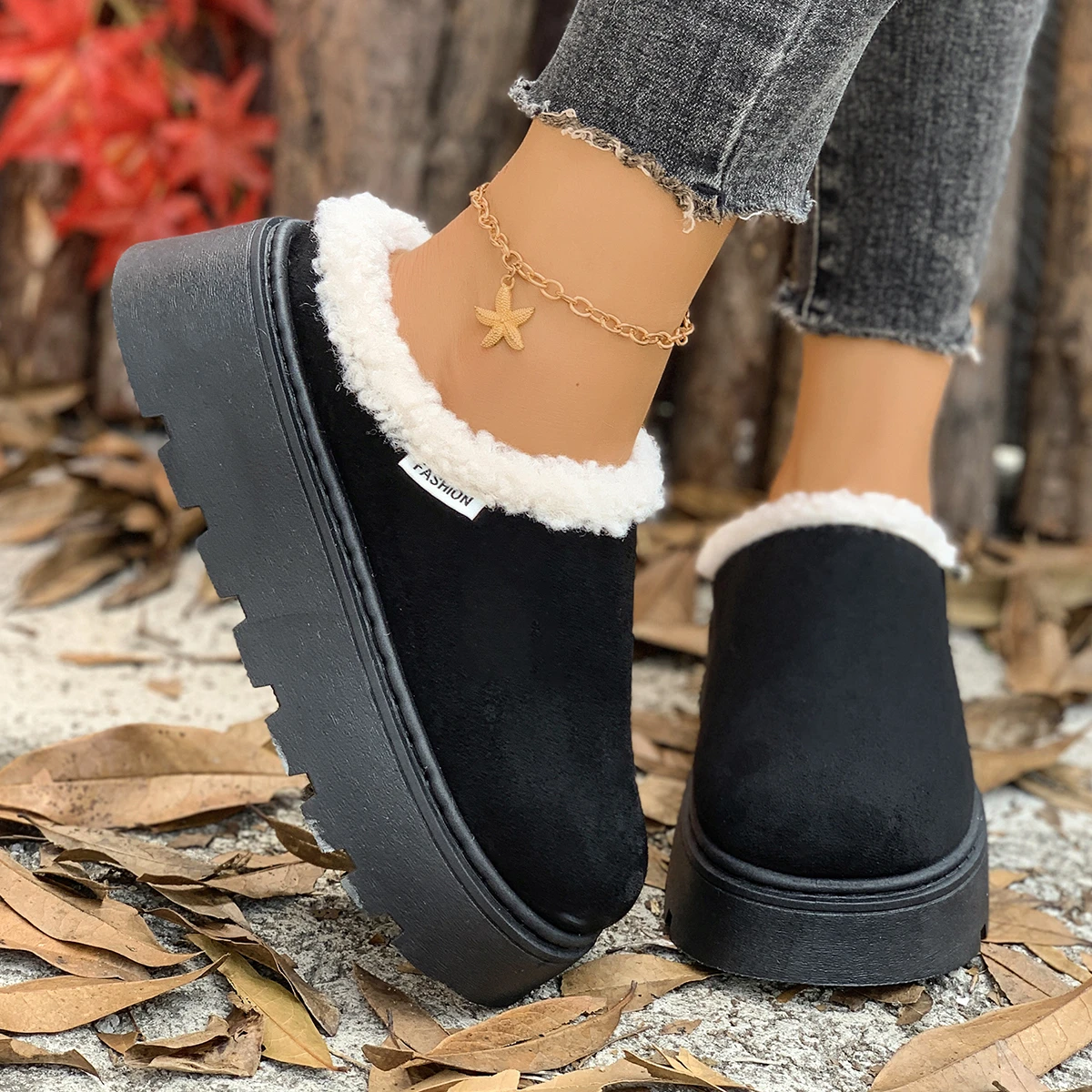 حار بيع في الشتاء مثير أنيقة مع النعال عارضة أفخم للنساء المألوف جديد مريح سميكة سوليد النعال القطن #6