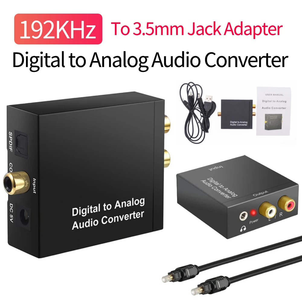 Цифро-аналоговый аудиоконвертер Цифровой коаксиальный SPDIF в аналоговый разъем RCA 3,5 мм Оптический в L/R ЦАП декодер