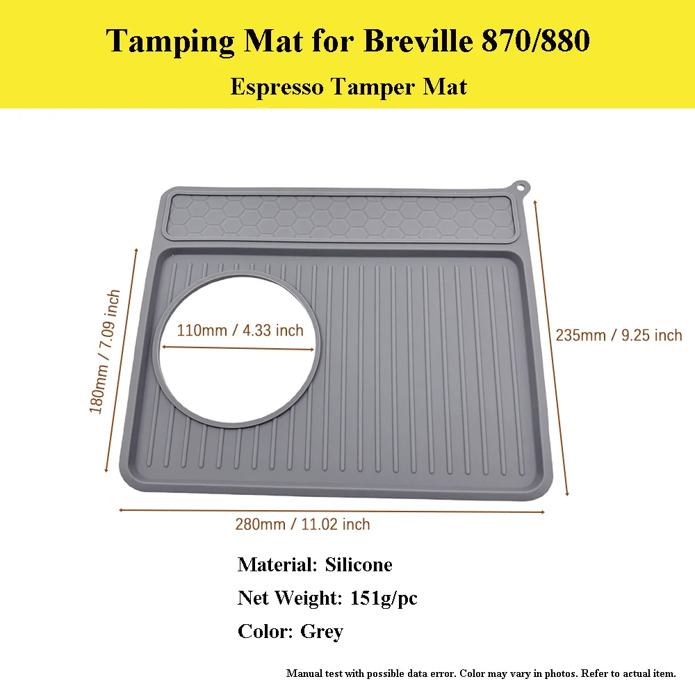 Tamping Mat for Breville Barista Express 870XL/880, Food Grade Non-Slip Silicone Coffee Tamper Pad, Scratch-Proof Cleaning Mat