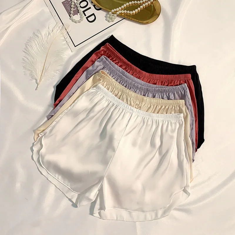 Pantaloncini da pigiama da donna estivi pantaloni corti di sicurezza in raso di seta di ghiaccio gonna intima da donna moda pantaloni da notte freschi pantaloncini da notte femminili