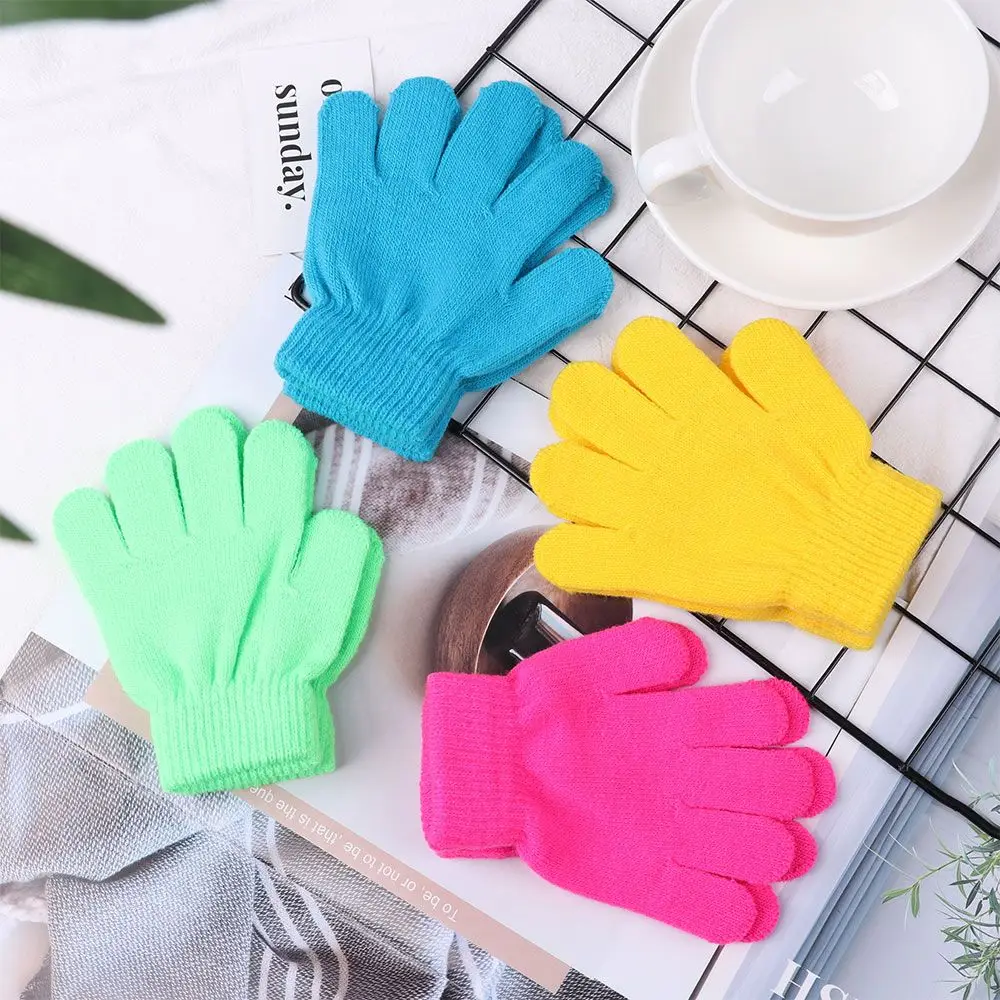 Candy Color Warm Boy Girl Knitted Glove Stretch Children