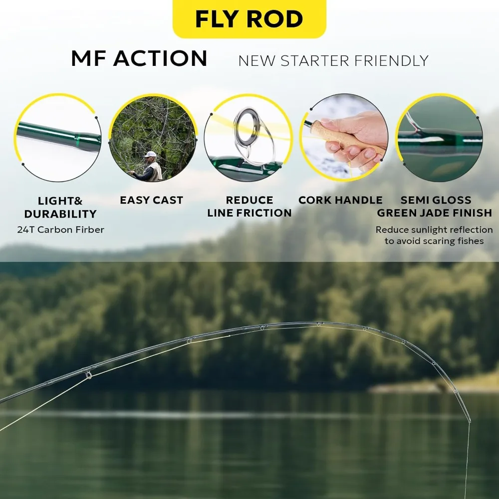 Fly Fishing Rod Combo Starter Kit 5wt 9FT Carbon Fiber Travel Rod with Reel, Case, Flies & Tools view 4