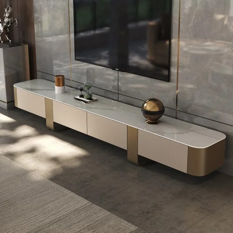 Mission Stone Top Cocktail Table with Drawers Double Door Long Lasting Finish Sliding Doors Multi Tier for Indoor Use