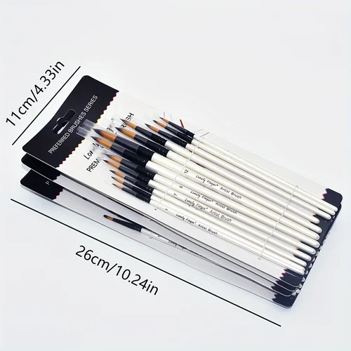Imagen 2 del producto Juego de pinceles de pintura de artista profesional, 12/48 Uds., incluye pinceles redondos de ángulo plano para detalles finos, pincel de nailon Premium para pintura