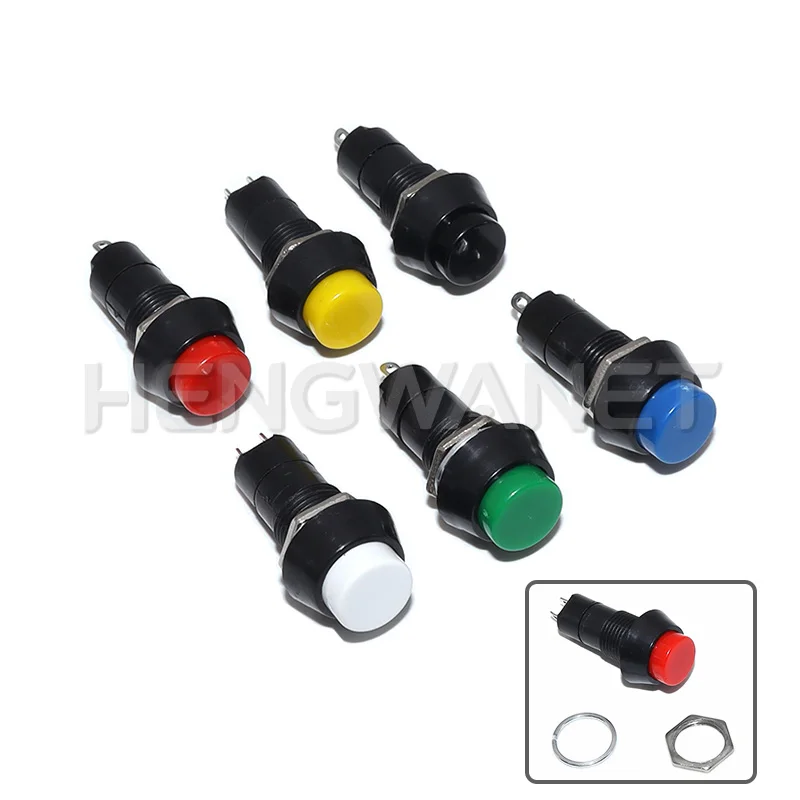 1PC PBS-11A PBS-11B 12mm self-locking Self-Recovery Plastic Push Button Switch momentary 3A 250V AC 2PIN 6Color
