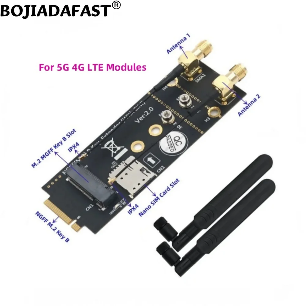 

M.2 Key-B to NGFF B-Key Wireless Adapter 1 NANO SIM Card Slot 2 Antennas For 5G 4G LTE Module Modem
