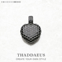 Pendant Black Heart Pave Winter Trendy Brand New Fashion Glam 925 Sterling Silver Jewelry Europe Gift For Woman