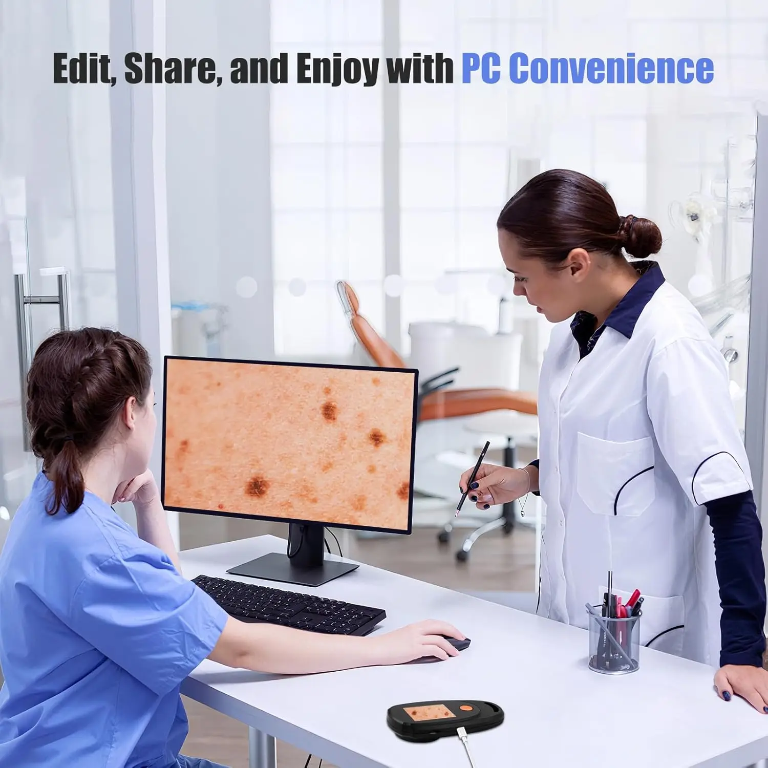 منظار الجلد المحمول مجهر رقمي مع شاشة 1080P IPS، مكبر 500X لفروة الرأس/الشعر تريكومز الوجه