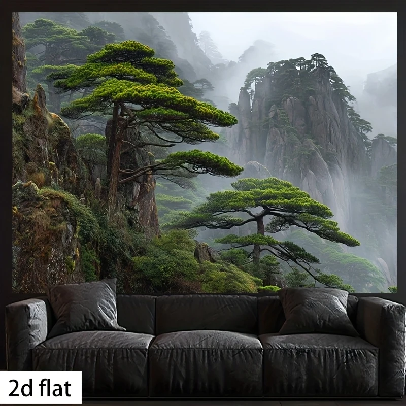 Chinese Landscape Tapestry Polyester Fiber Wall Decoration for Living Room Bedroom Office Home Decorative Artistic Tapestry